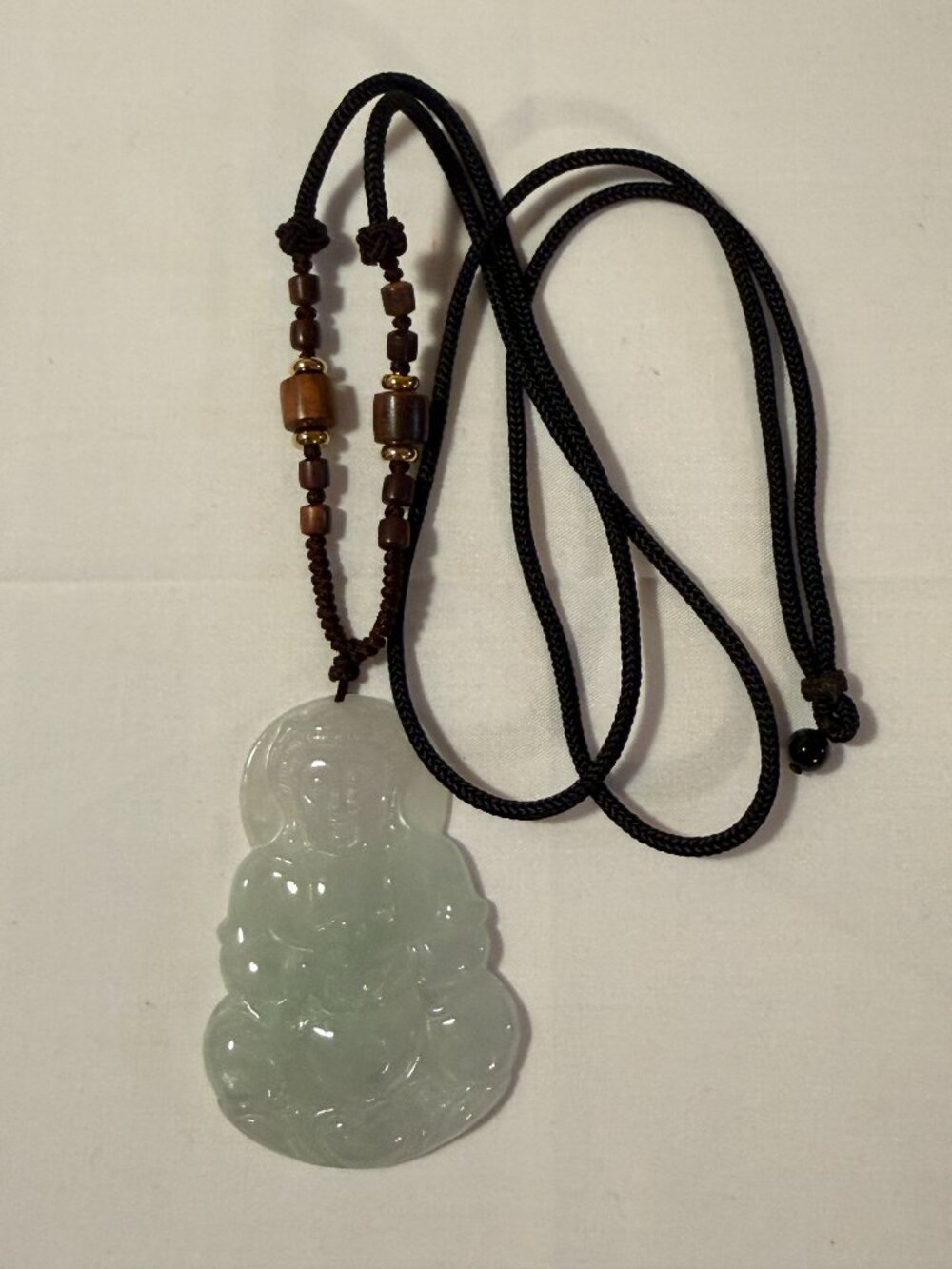 Grade A Natural Jadeite Light Green Hand Carve Buddha Pendant Necklace 30"